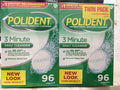 Polident Antibacterial 3 Minute Denture Cleanser - Triple Mint Freshness, 96 Tablets per Box (Pack of 2)