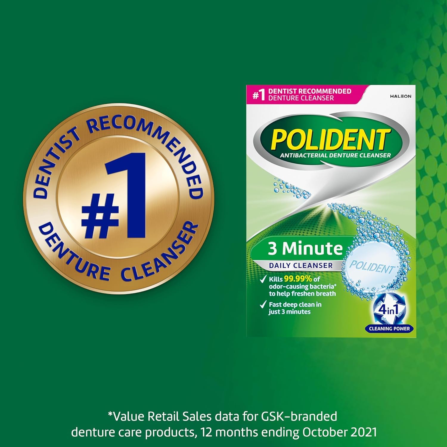 Polident Smokers Denture Cleanser Tablets - 120 Count | Pack of 1