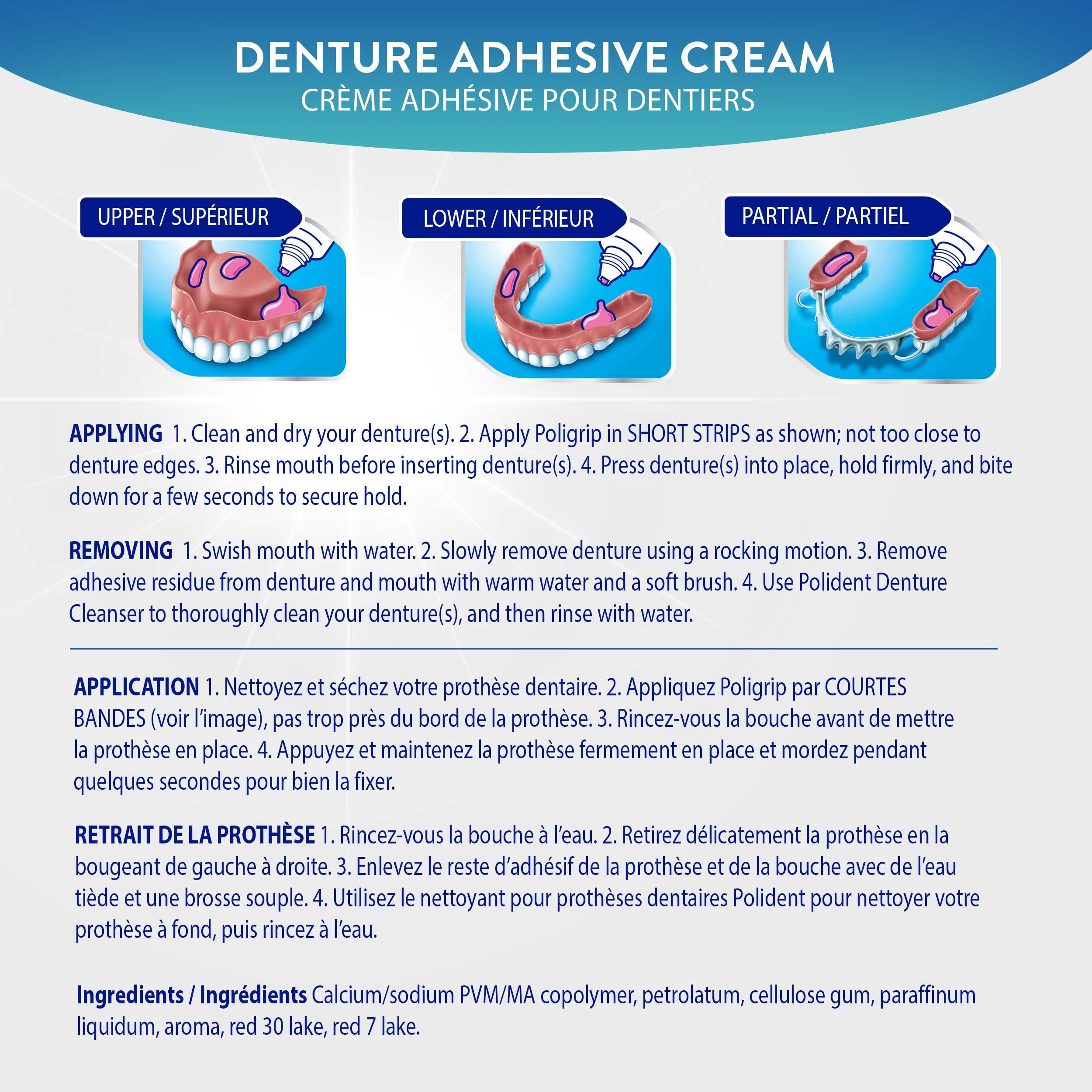 Poligrip Strong Hold Denture Adhesive Cream, 2 Pack – All-Day Hold