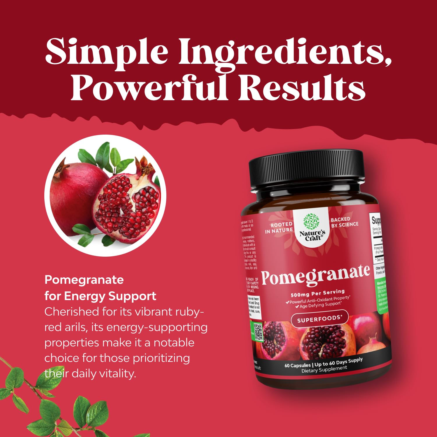 Pomegranate Extract Capsules – Antioxidant Supplement for Heart, Brain, Joints & Pre-Workout