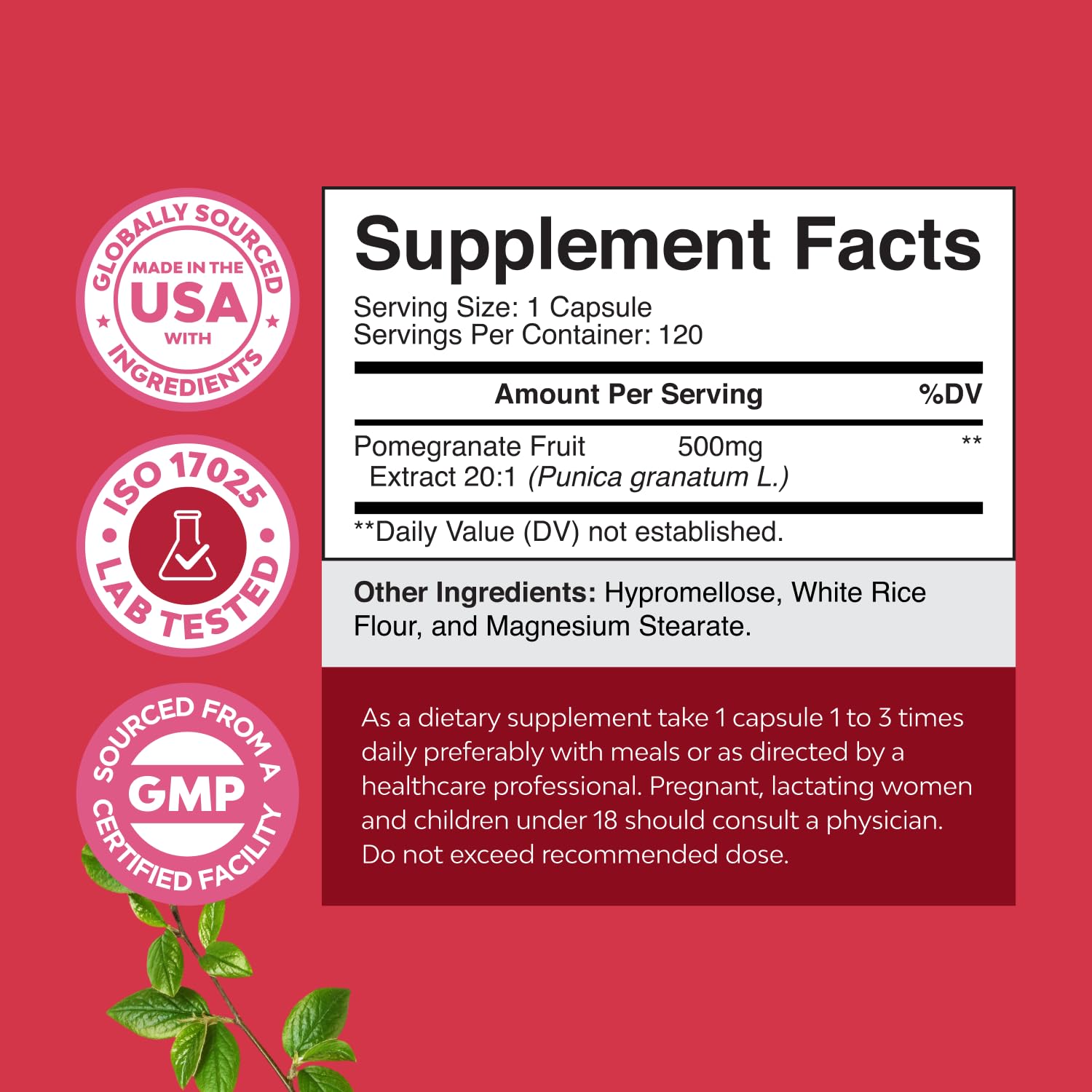 Pomegranate Antioxidant Supplement by Reds – Heart Health & Joint Support (120ct)