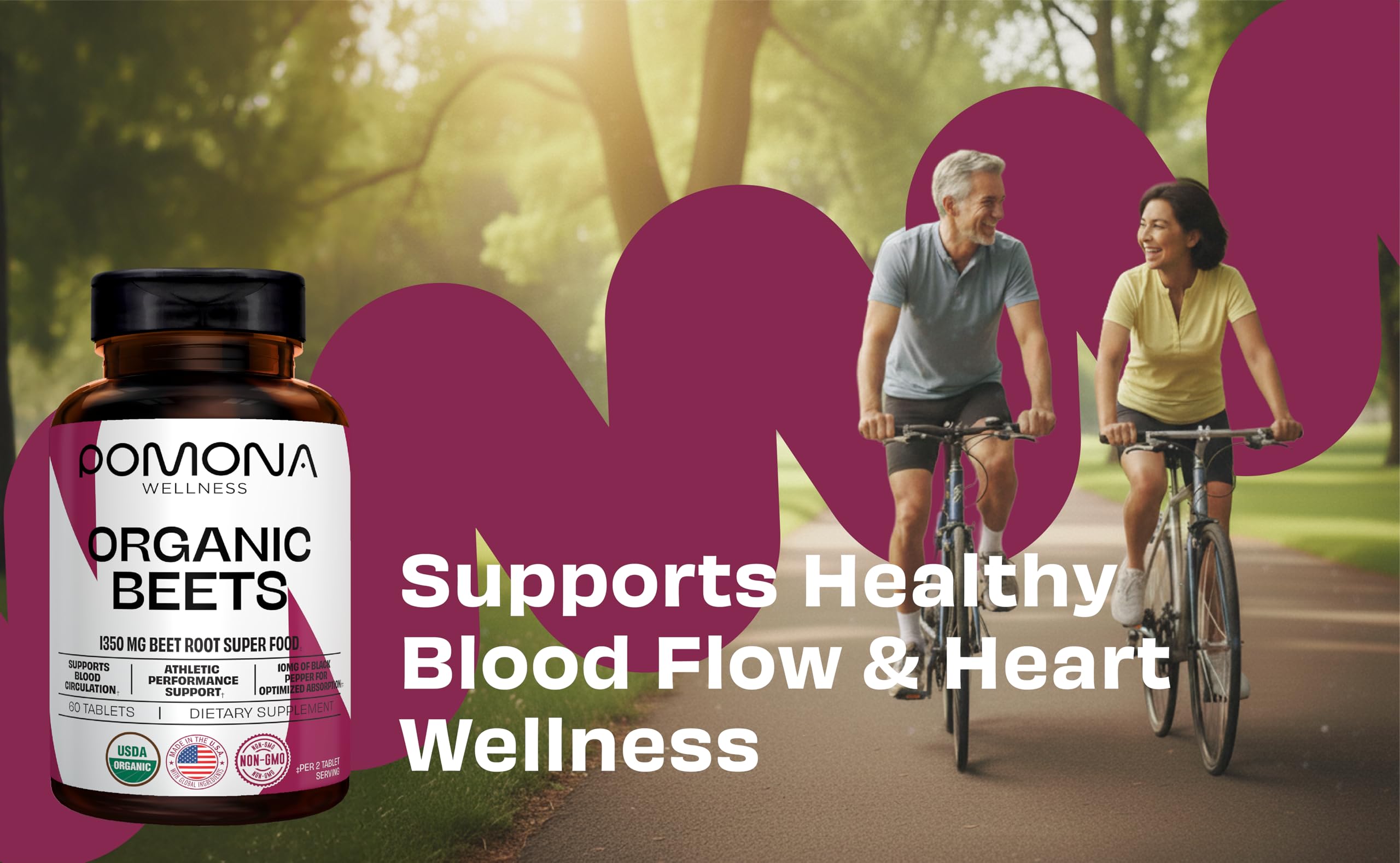 Pomona Wellness Beetroot Powder 1350mg – Organic & Vegan (60 Tablets)