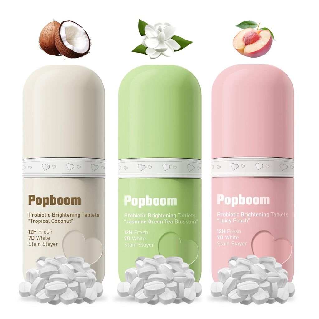 Popboom Probiotic Travel-Size Mouthwash Tablets – Fresh Breath & Whitening (105 Tablets)