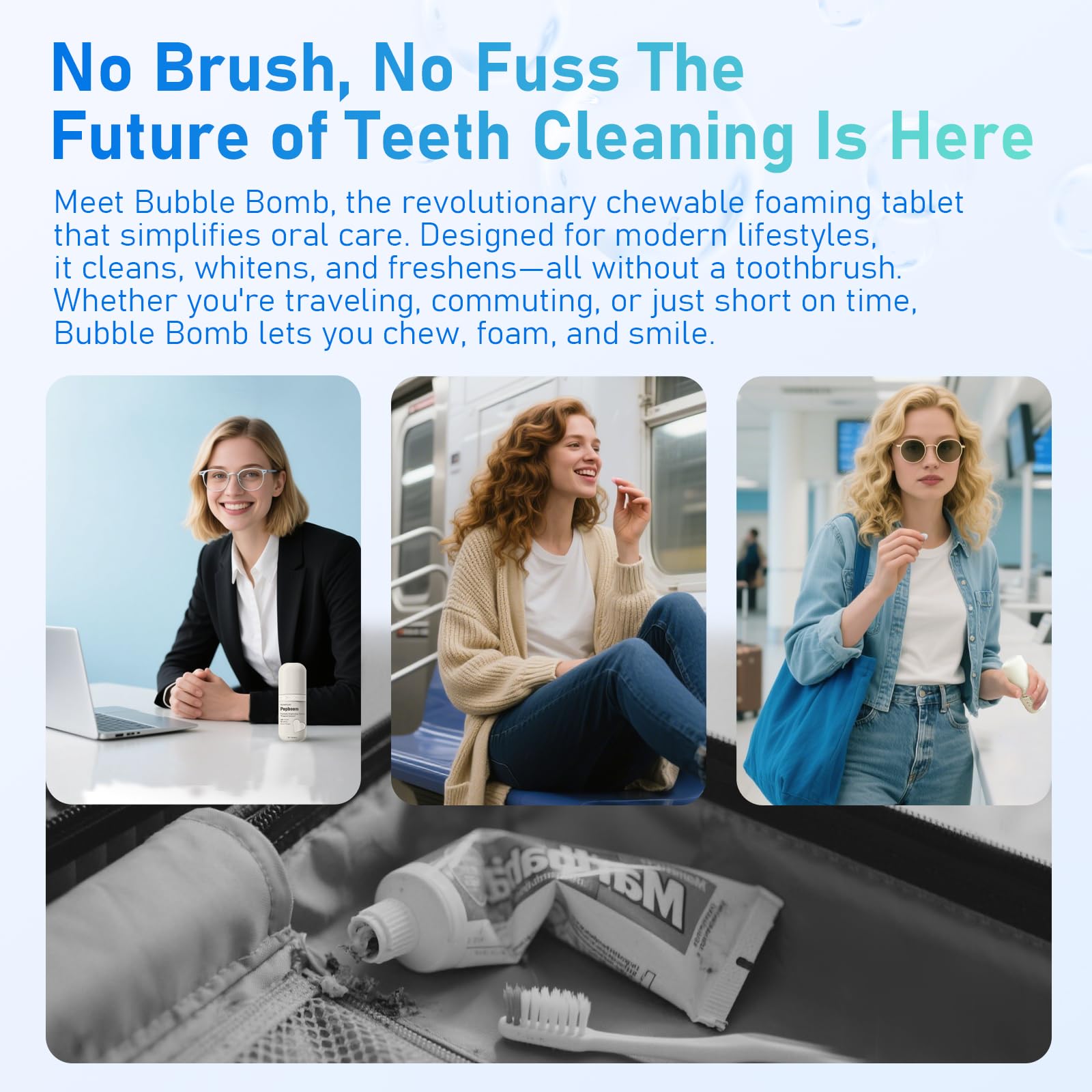 Popboom Probiotic Travel-Size Mouthwash Tablets – Fresh Breath & Whitening (105 Tablets)