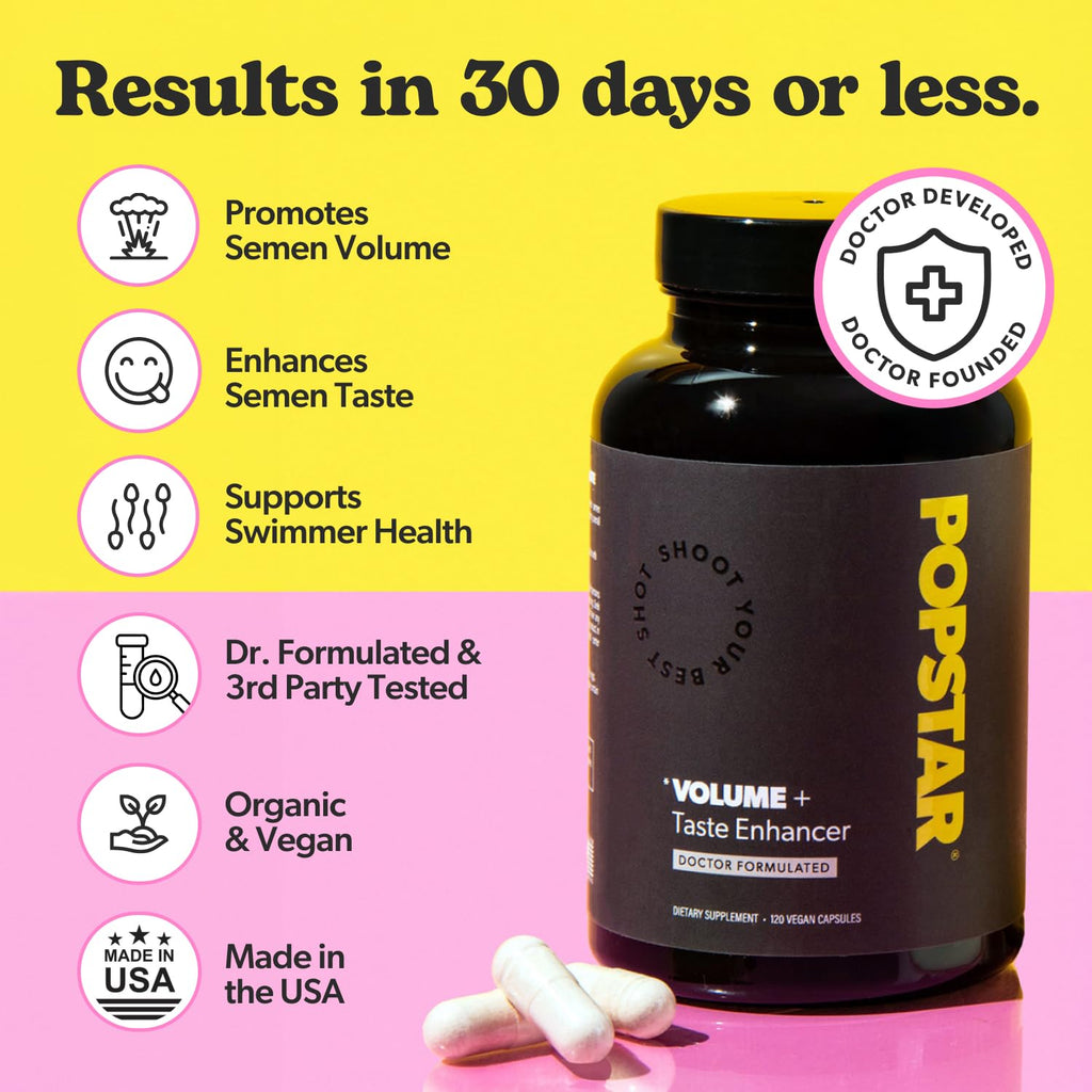 POPSTAR Labs Semen Volume Booster – Doctor Formulated, Vegan & Organic (360 capsules)