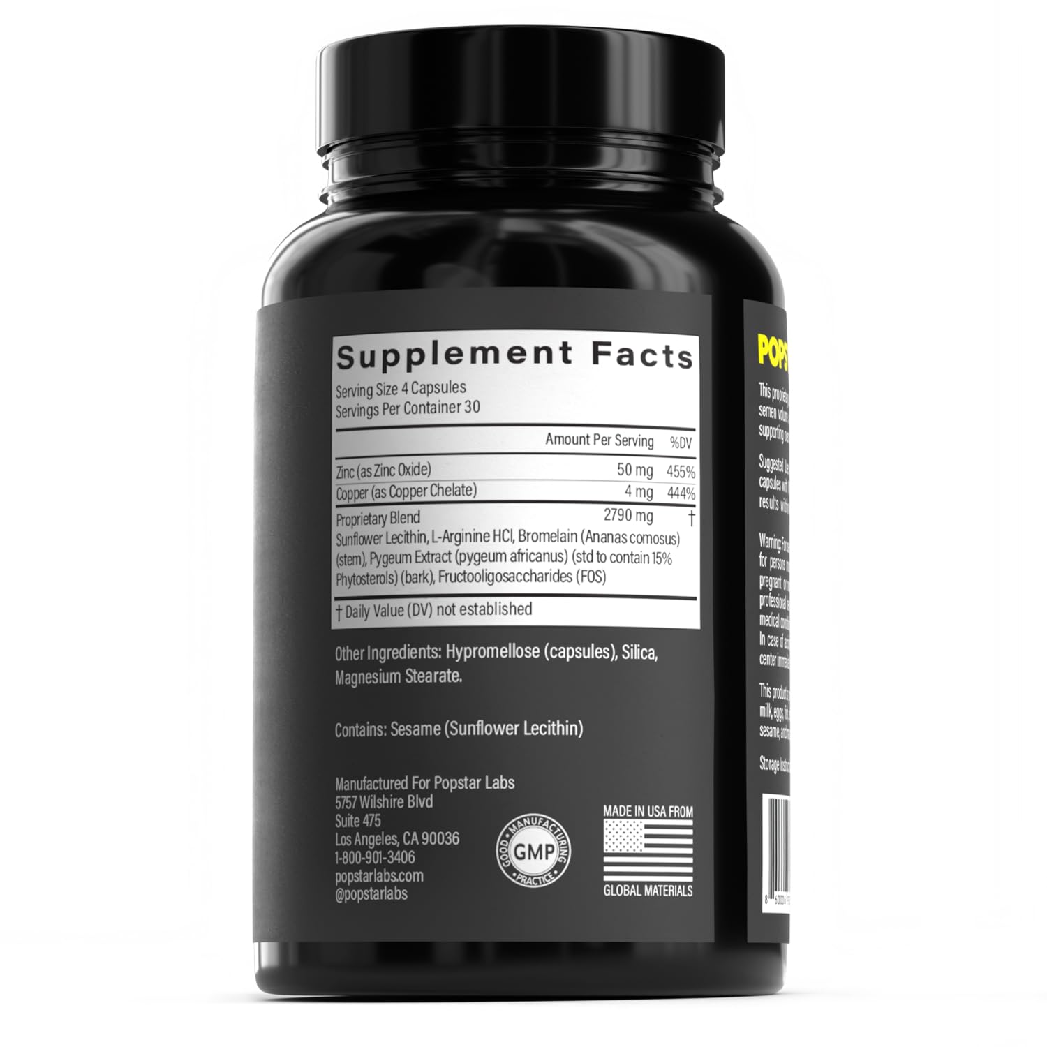 POPSTAR Labs Semen Volume Booster – Doctor Formulated, Vegan & Organic (360 capsules)