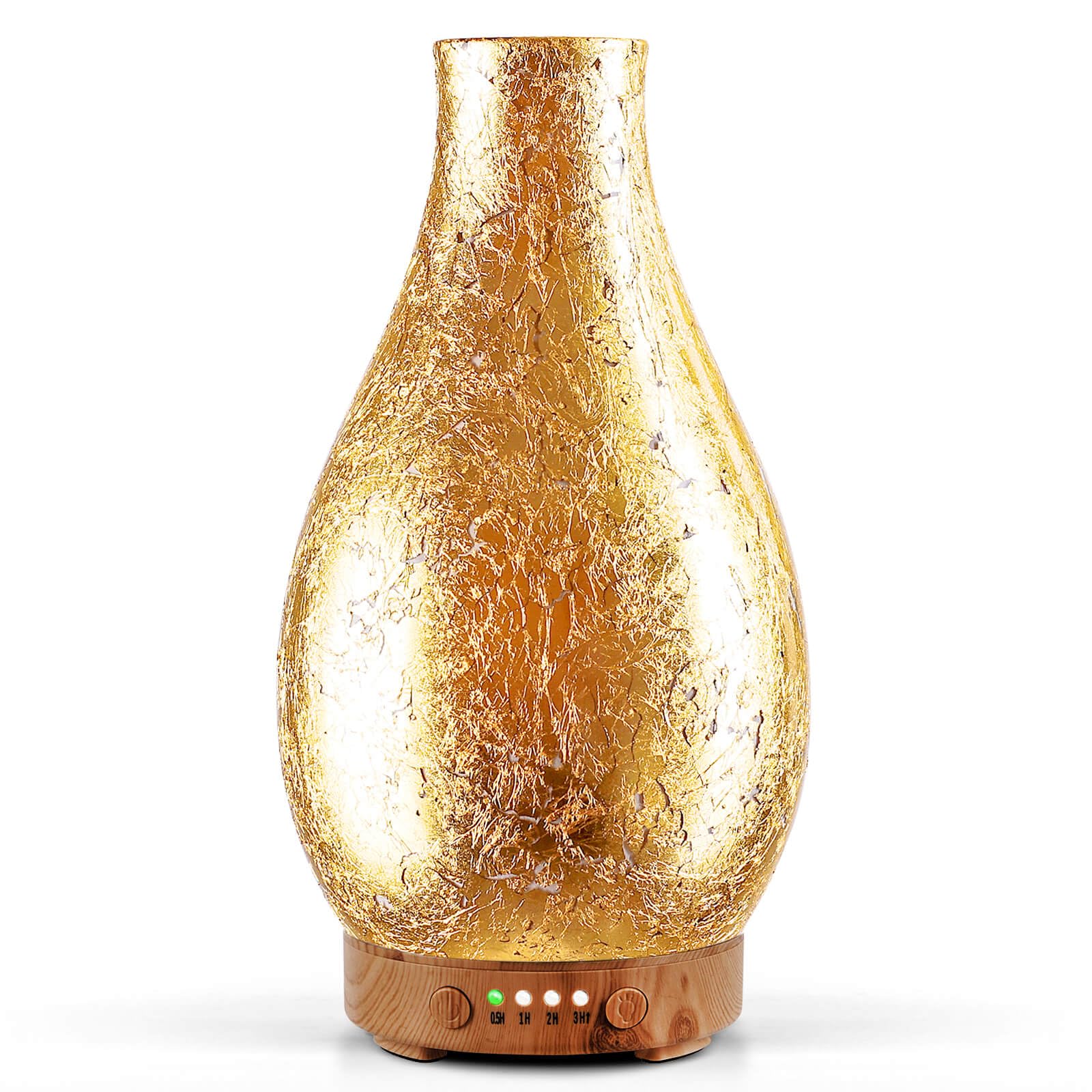 Porseme 100ml Gold-Plated Volcano Diffuser - 7 LEDs, Waterless Auto-Off