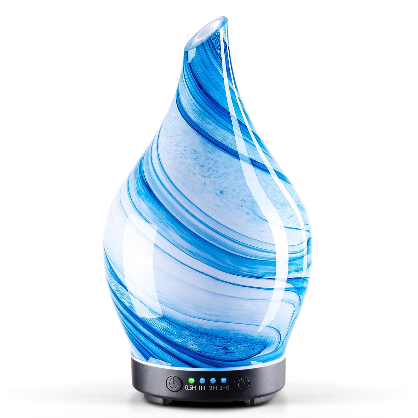 Porseme 150ml Glass Essential Oil Diffuser – Color-Changing Ultrasonic Humidifier (Blue Ink)