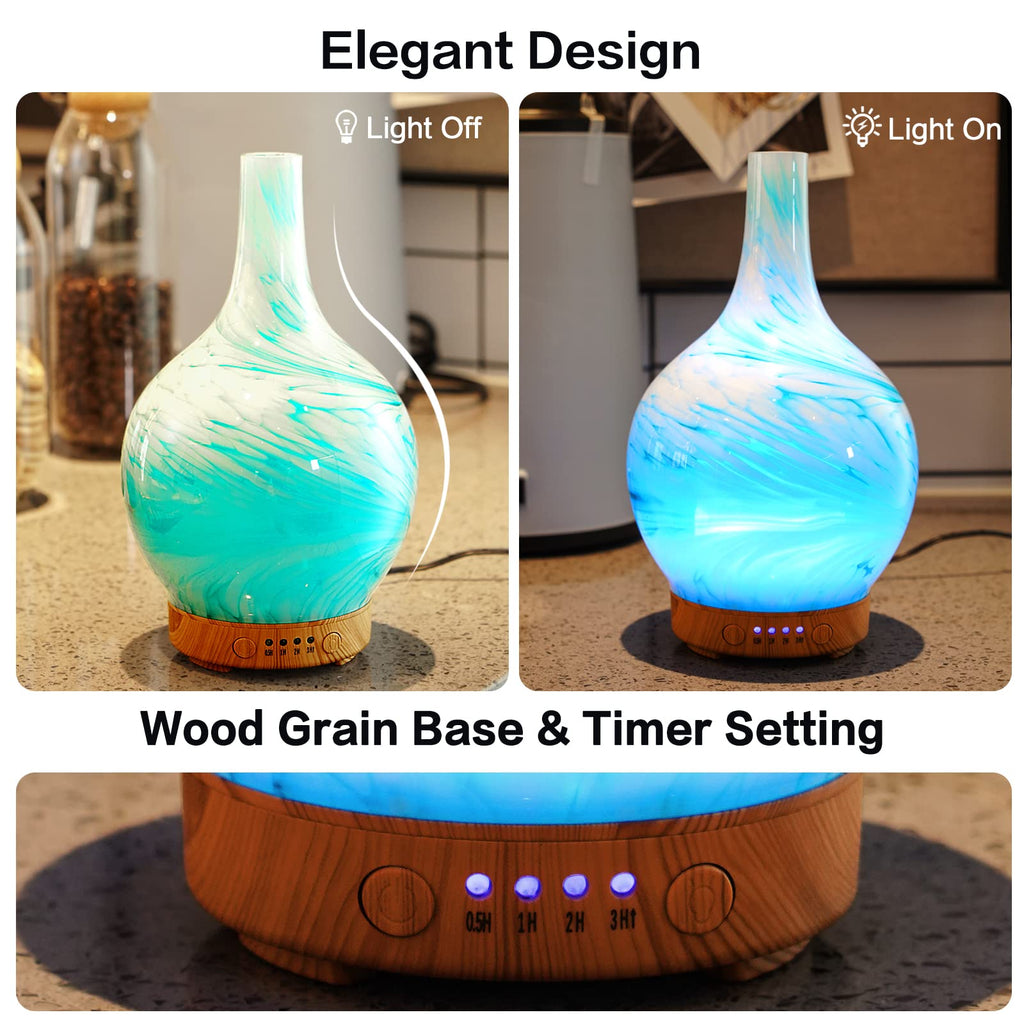 Porseme 150ml Glass Diffuser – Color Changing LED, Auto-Off