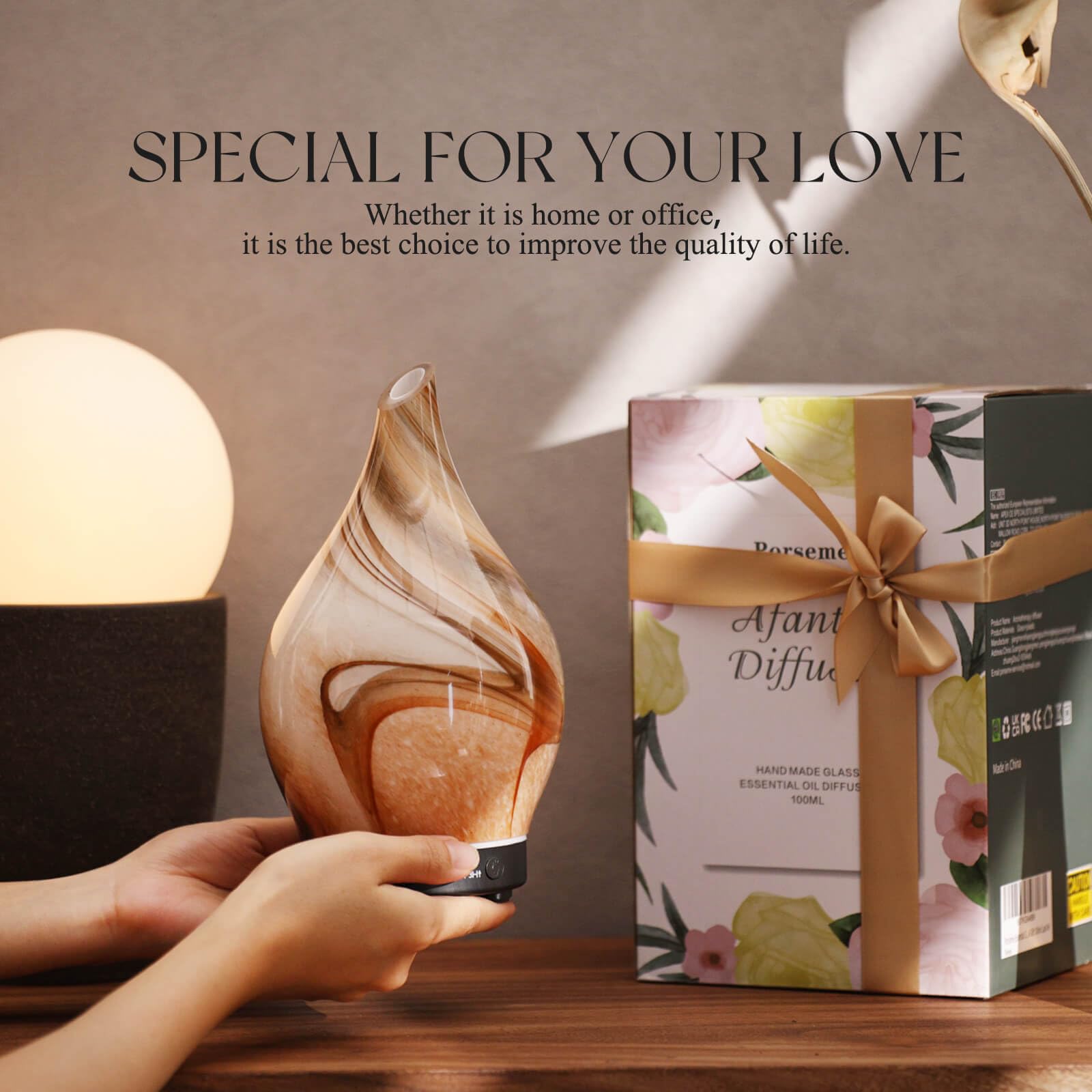 Porseme 150ml Glass Color-Changing Essential Oil Diffuser | Ultrasonic, Auto-Off