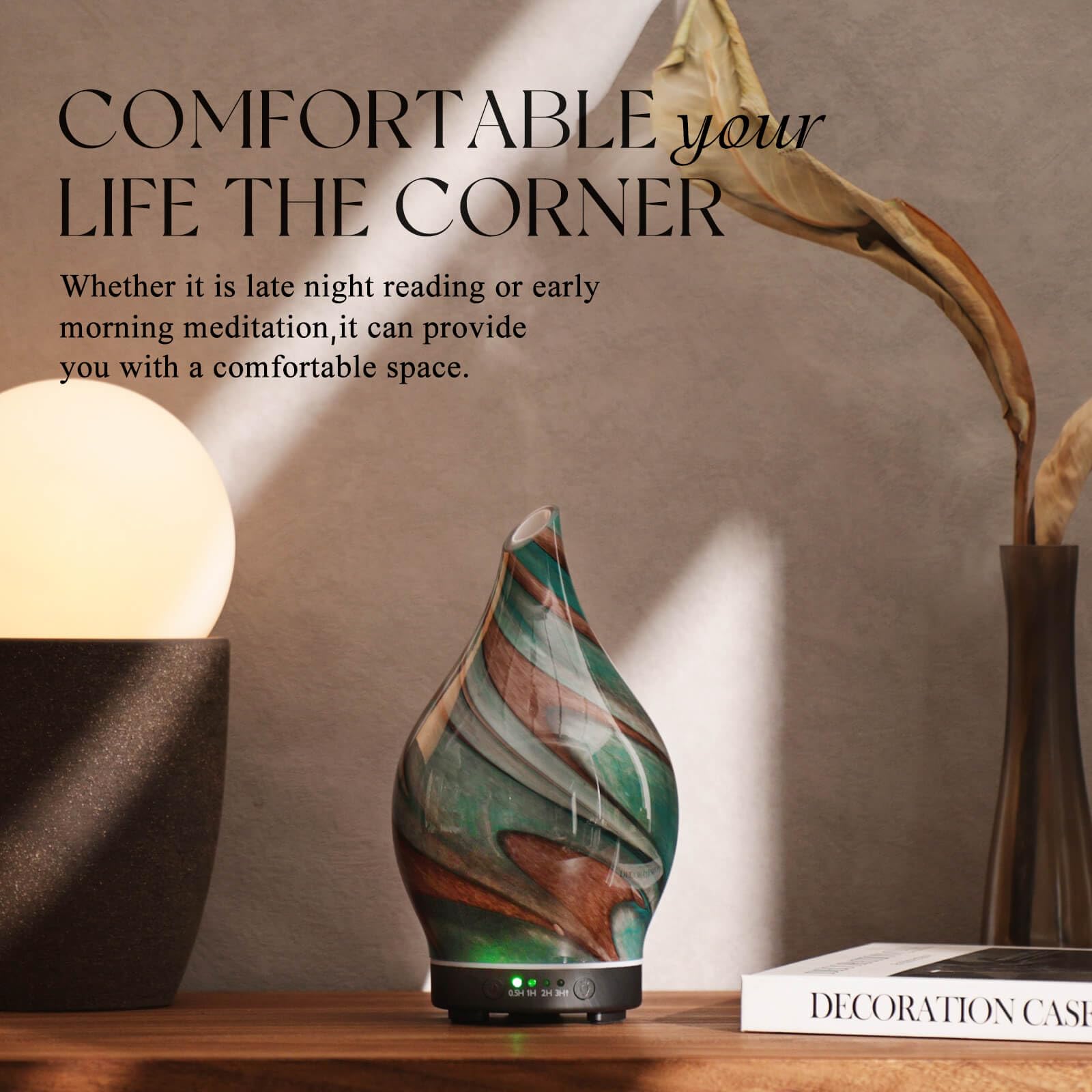 Porseme 150ml Glass Color Changing Essential Oil Diffuser – Teal Green, Ultrasonic Cool Mist