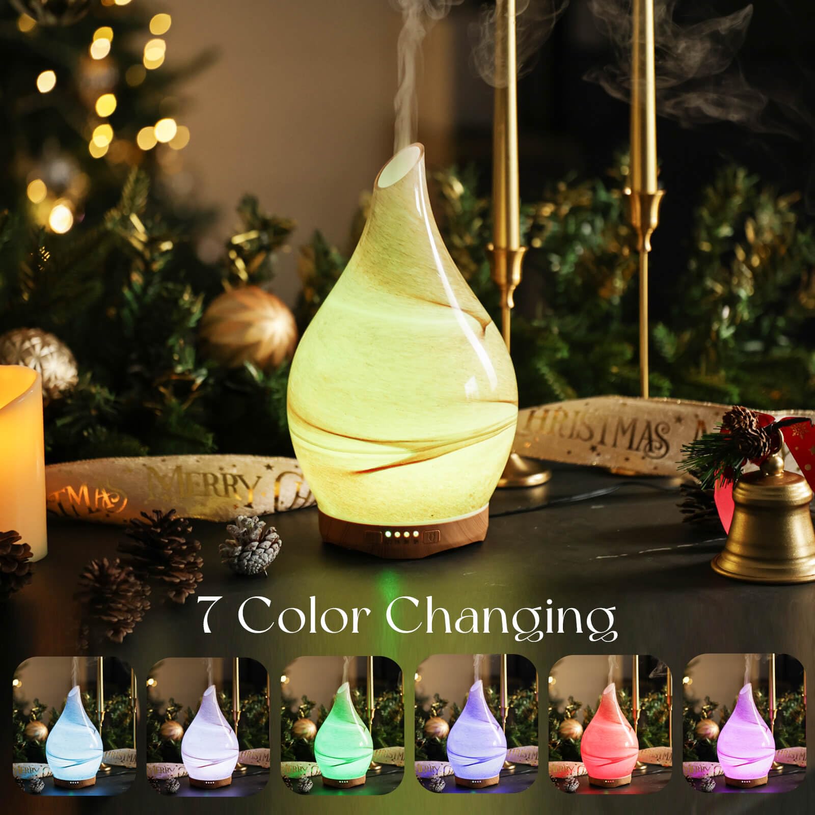 Porseme 280ml Glass Diffuser – Desert Color-Changing Aromatherapy Diffuser