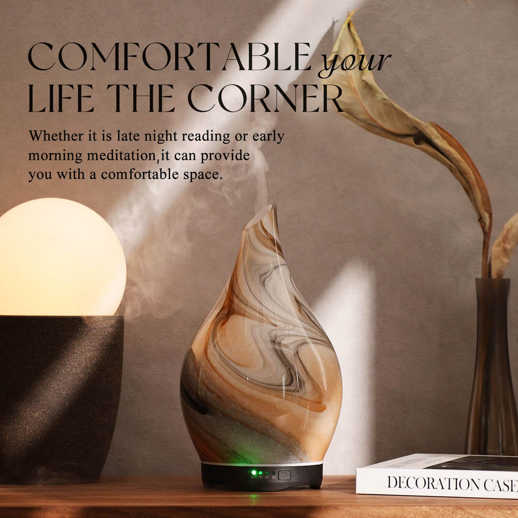 Porseme 280ml Glass Essential Oil Diffuser – Color Changing LED, Ultrasonic Humidifier, Auto-Off (Jupiter)