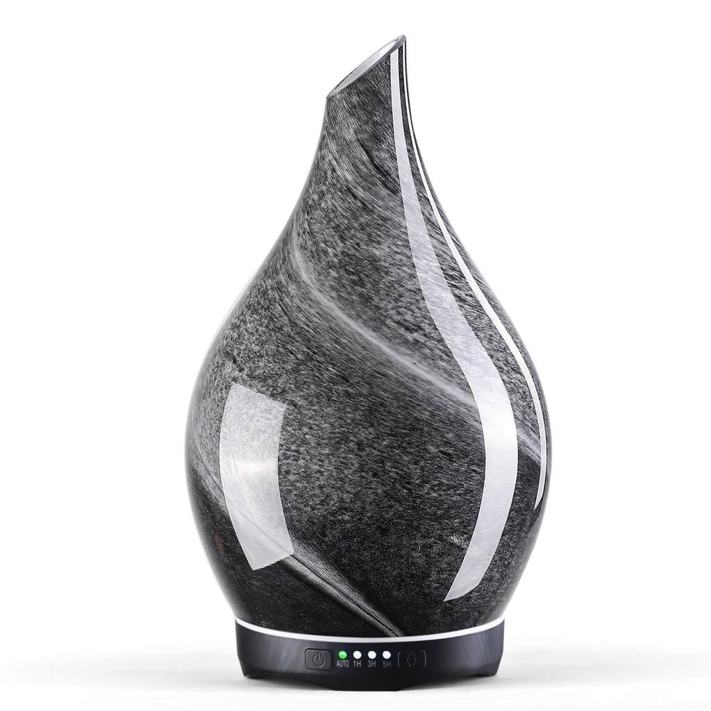 Porseme 280ml Glass Essential Oil Diffuser – Obsidian | Color Changing LED, Auto-Off