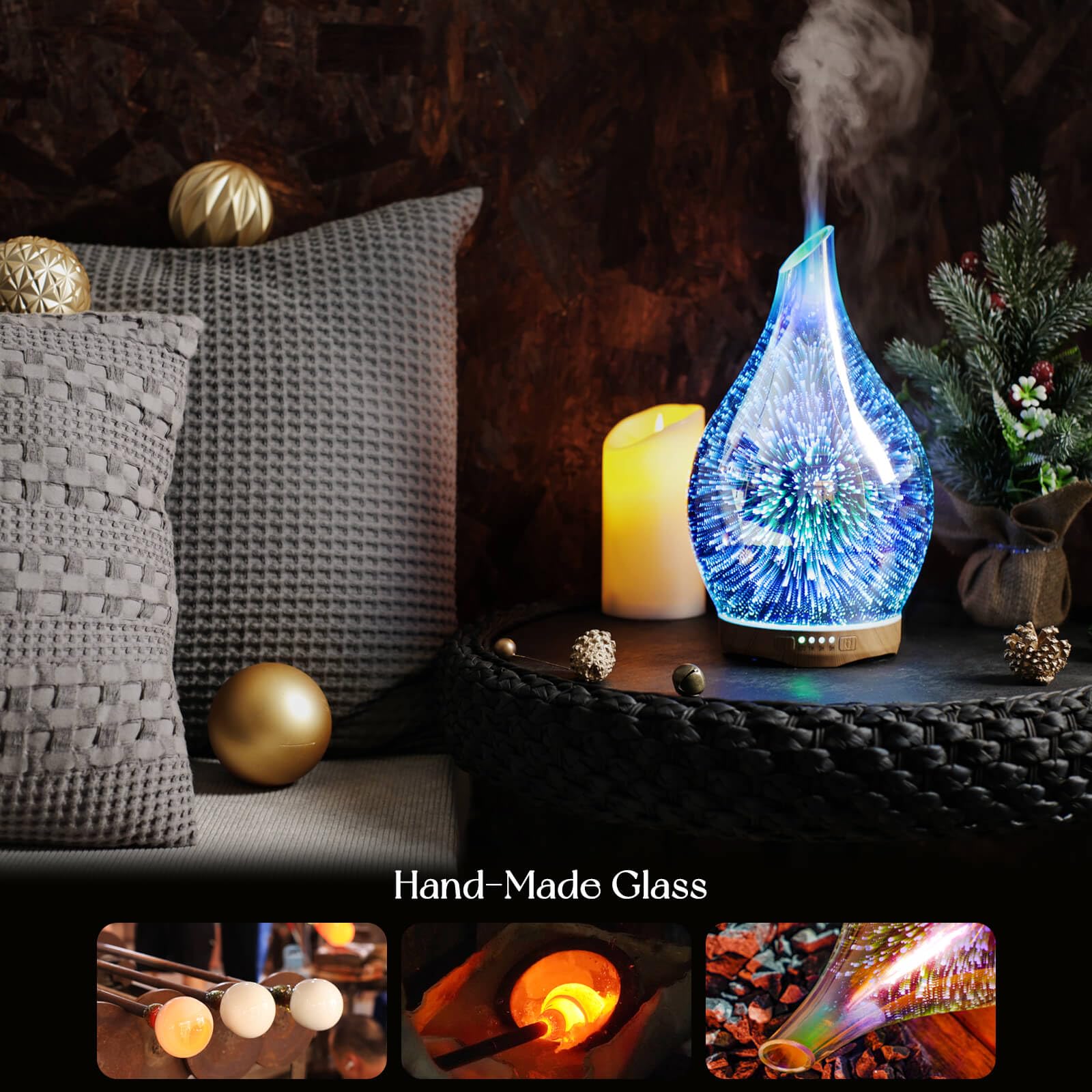 Porseme 280ml Essential Oil Diffuser with Remote - BPA Free, Auto Shut-Off, Ultrasonic Humidifier