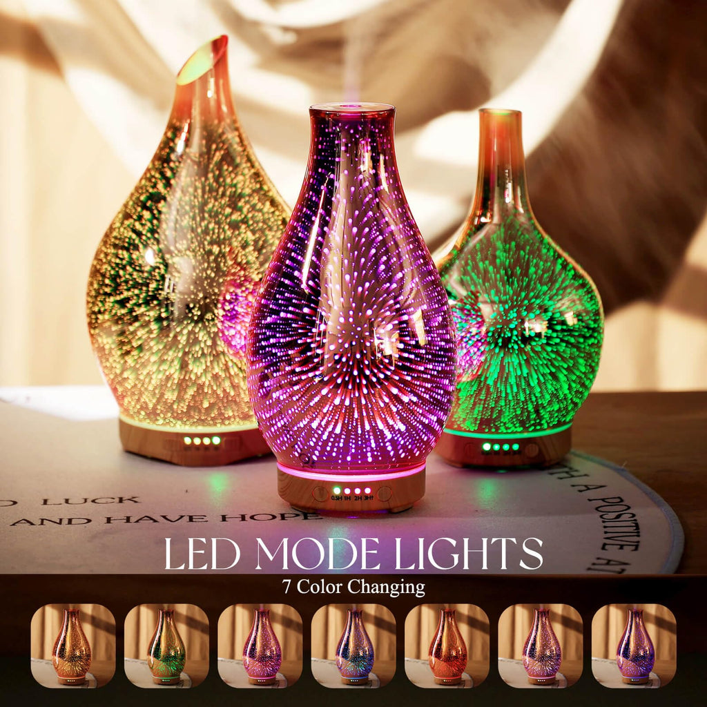 Porseme Essential Oil Diffuser 100ml | 3D Glass Ultrasonic Humidifier