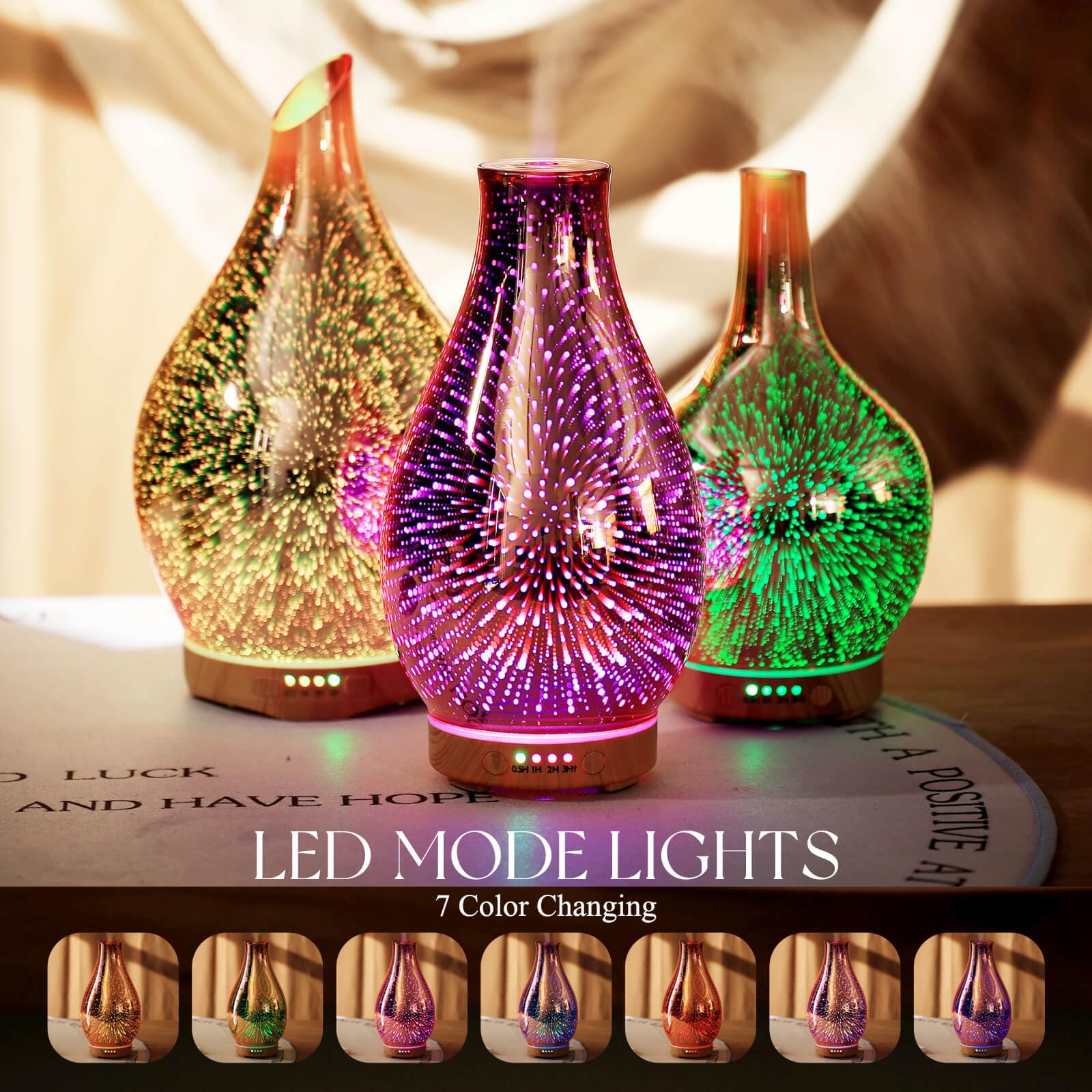 Porseme Essential Oil Diffuser 100ml | 3D Glass Ultrasonic Humidifier