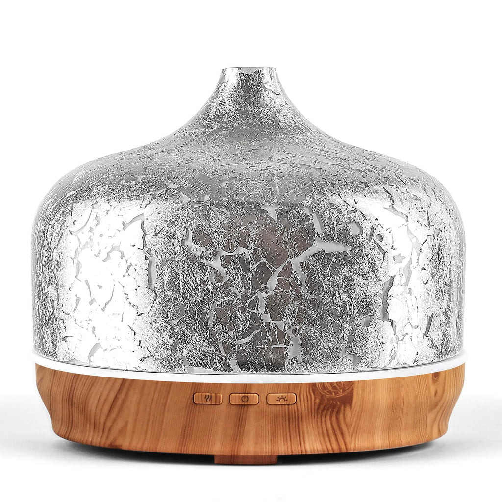 Porseme 500ml Essential Oil Diffuser - Silver Plated Glass, Ultrasonic, Auto Shut-Off