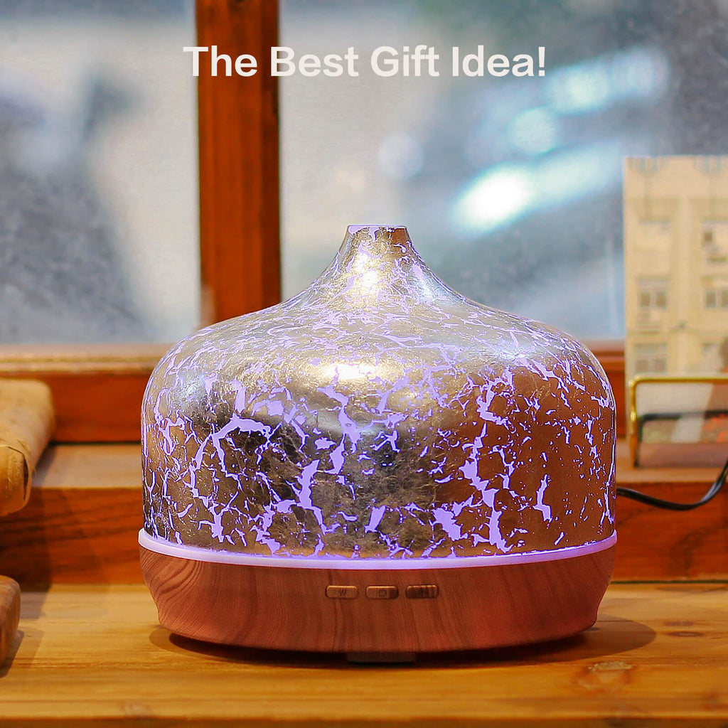 Porseme 500ml Essential Oil Diffuser - Silver Plated Glass, Ultrasonic, Auto Shut-Off