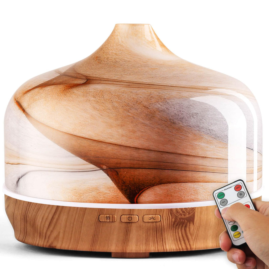Porseme 500ml Essential Oil Diffuser | Aroma Ultrasonic Humidifier with Remote, BPA Free, Auto Shut-Off, 15-21h for Large Rooms