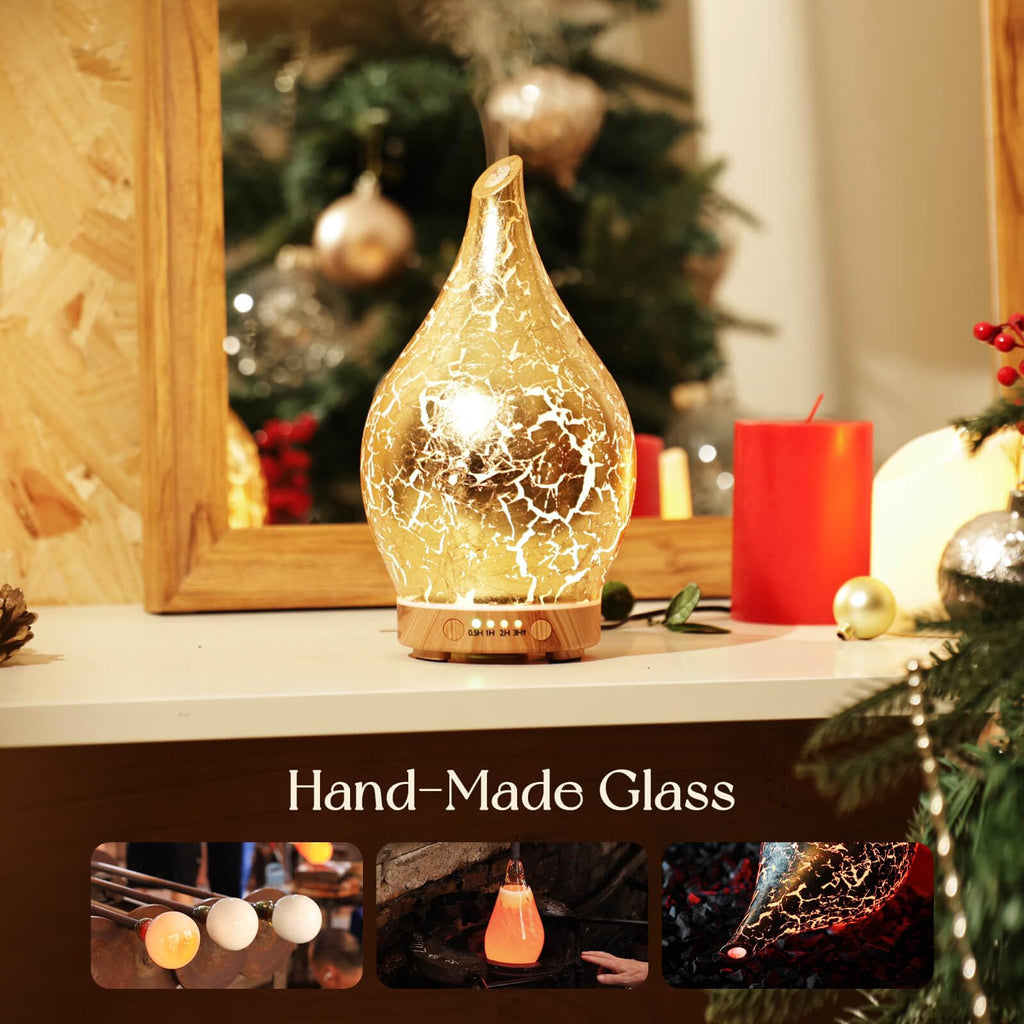 Porseme 150ml Glass Essential Oil Diffuser – Ultrasonic Humidifier with Auto Shut-Off