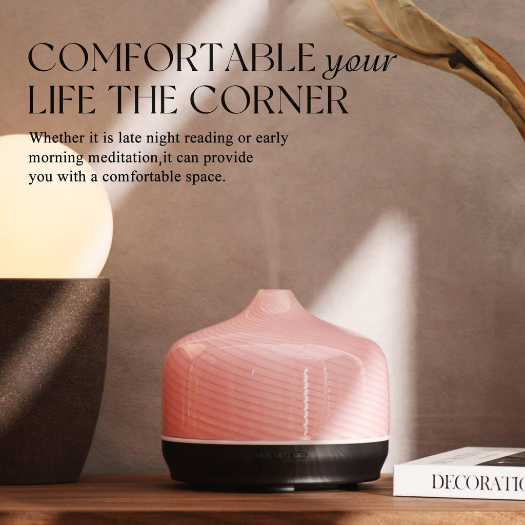 Porseme 500ml Glass Essential Oil Diffuser – Ultrasonic Cool Mist, Auto-Off (15-21h)