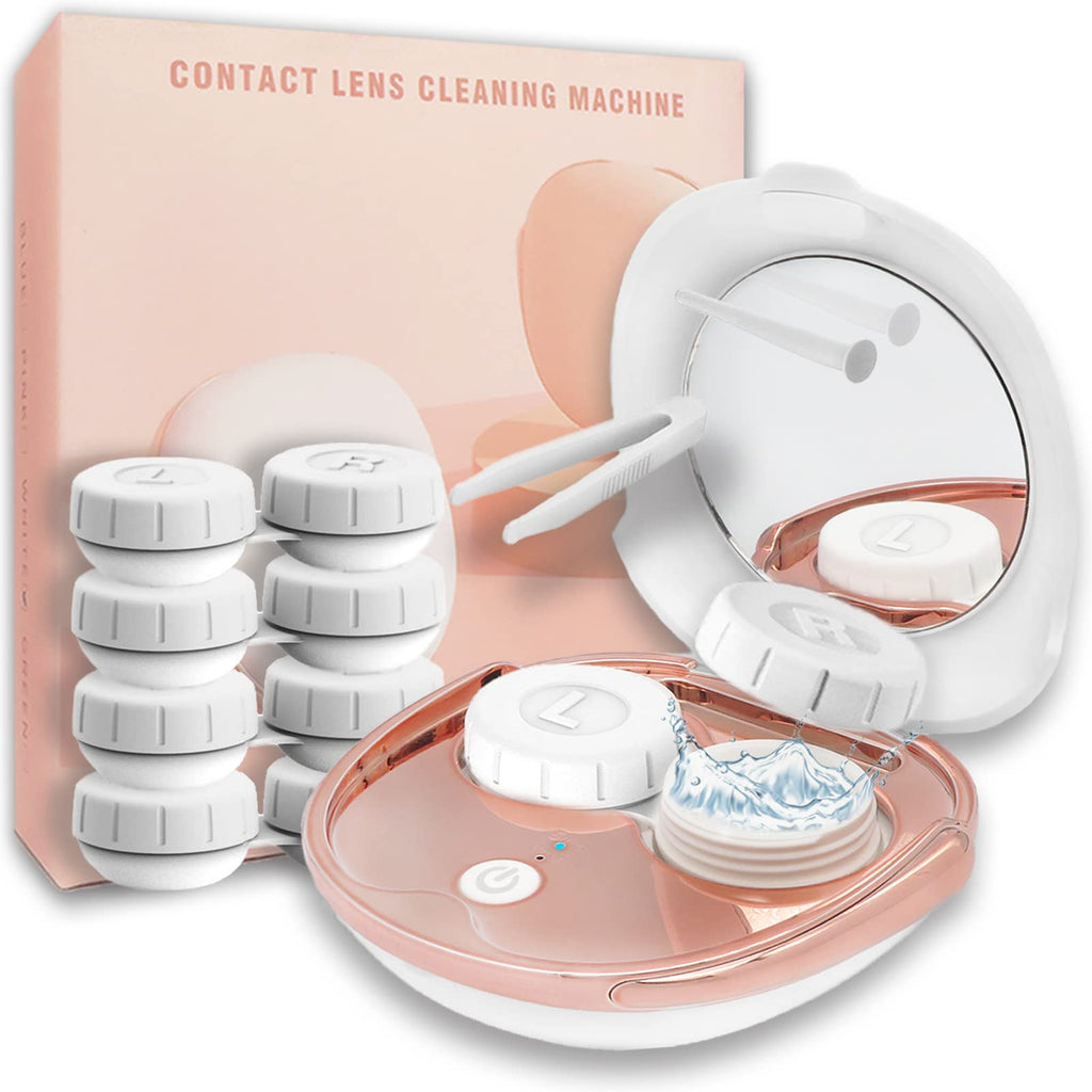 Portable Ultrasonic Contact Lens Cleaner with USB Charger & Soak Case Kit (White)