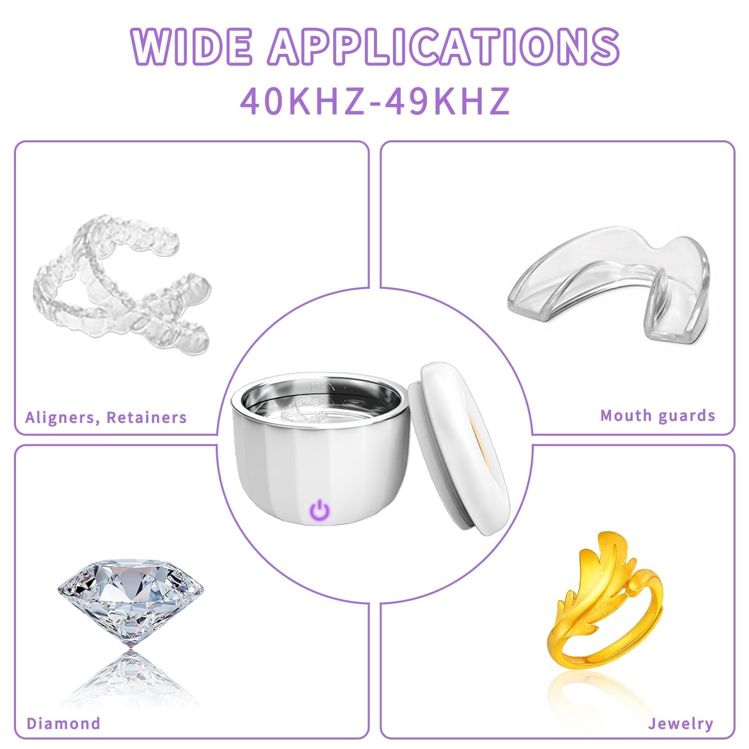 Portable Ultrasonic Retainer Cleaner – 42kHz Mini Cleaning Machine (Dental + Jewelry, 2025 Upgraded)