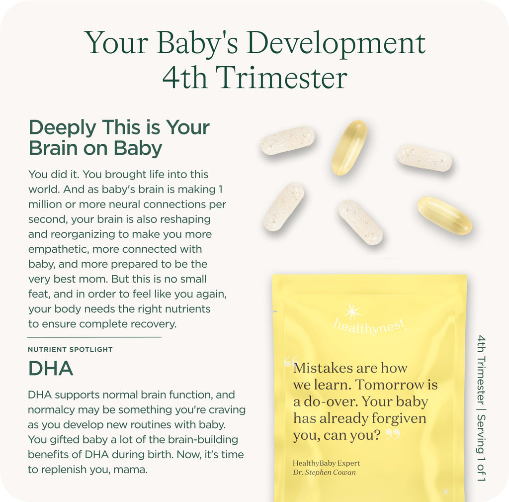 HealthyNest Postnatal & 4th Trimester Prenatal Vitamin | Made with Methylated Folate, Choline, DHA, Iron | 31 Day Supply