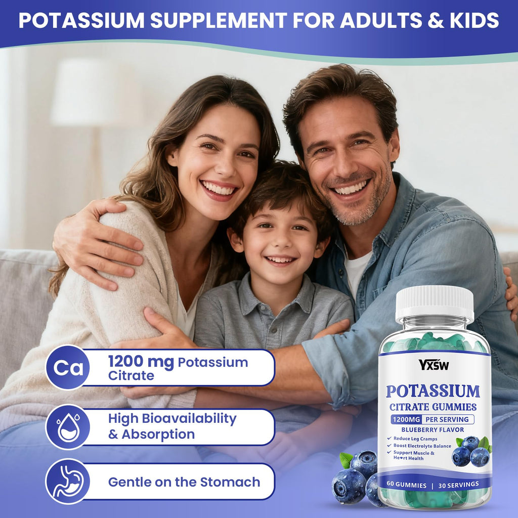 Potassium Citrate Gummies 1200mg – Sugar Free Blueberry 60 Count