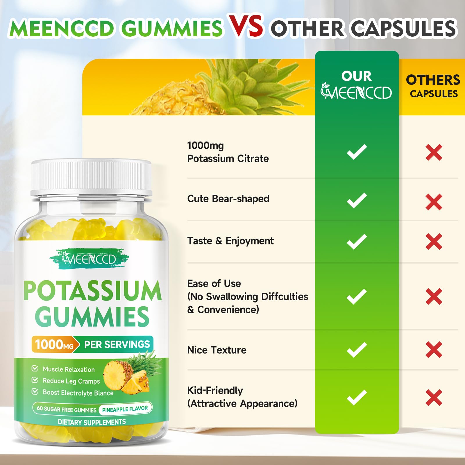 Potassium Citrate Gummies 1000mg - High Potency Potassium for Adults