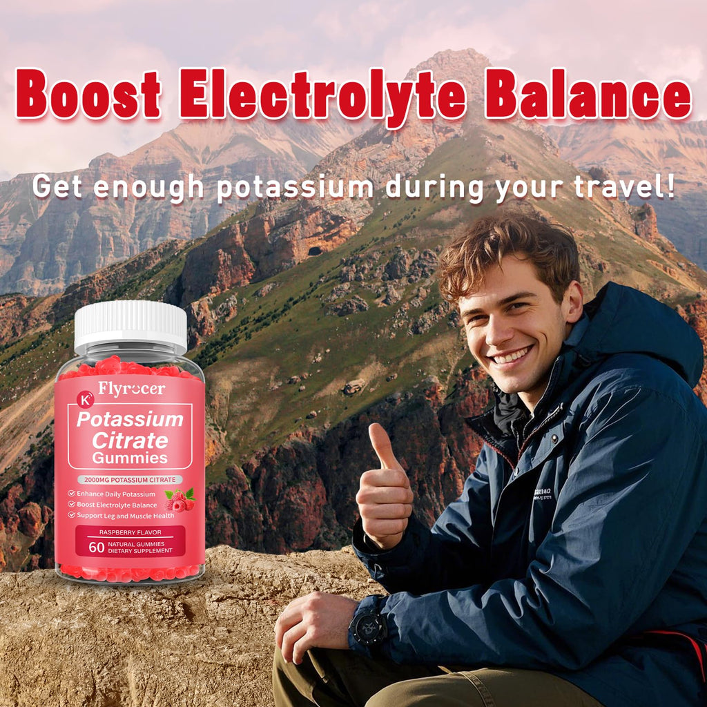 2 Pack Potassium Citrate Gummies – Raspberry, 120 Count | Supports Leg Cramps & Electrolyte Balance