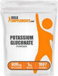 BulkSupplements Potassium Gluconate Powder – Hydration Support, Gluten Free, 99 mg Potassium per Serving, 1 kg