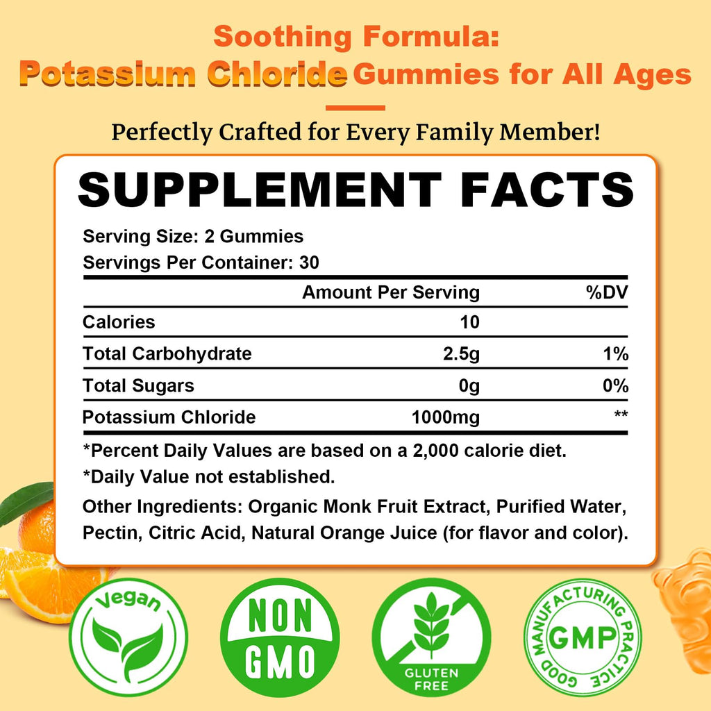 Sugar Free Potassium Gummies 2 Pack – 1200mg Potassium Chloride, Electrolyte Balance