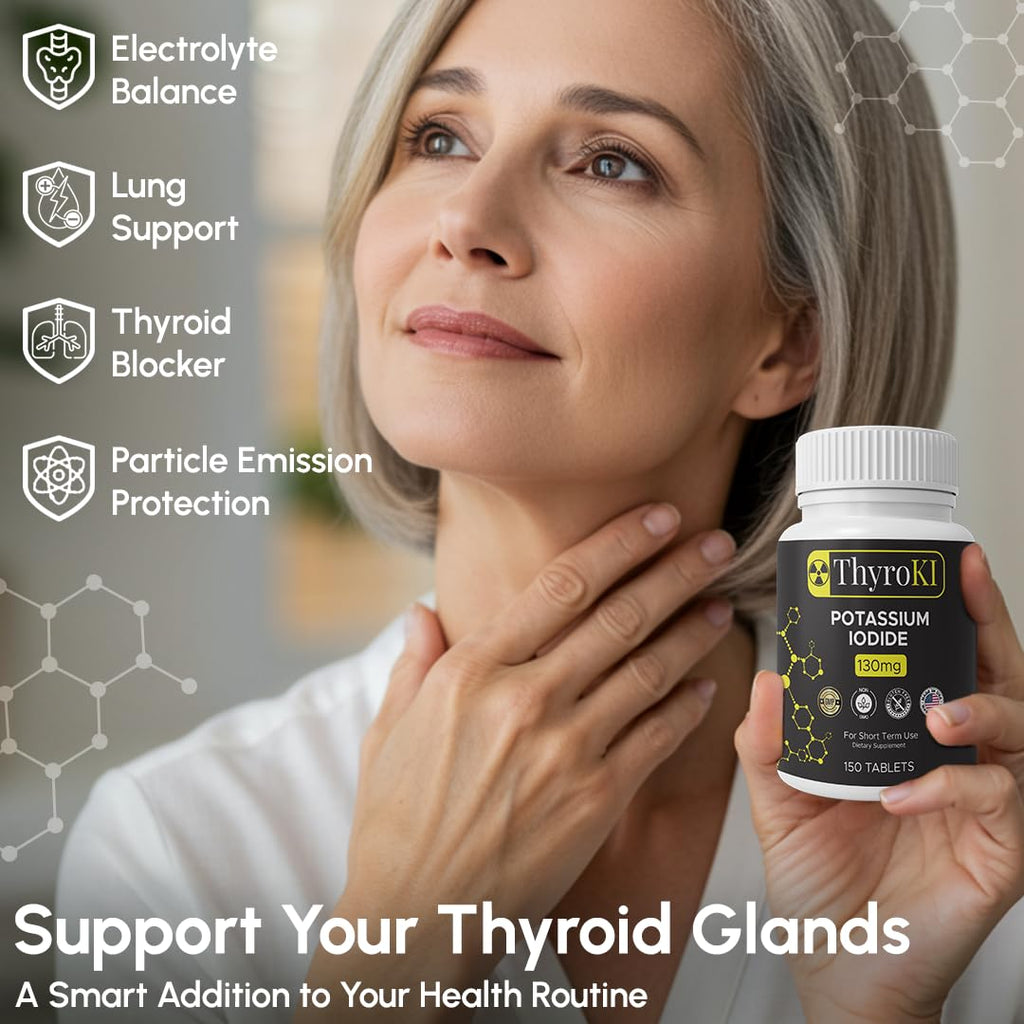 Potassium Iodide 130 mg Tablets – Thyroid & Respiratory Support – Made in USA | 300 Tablets (Pack of 2)