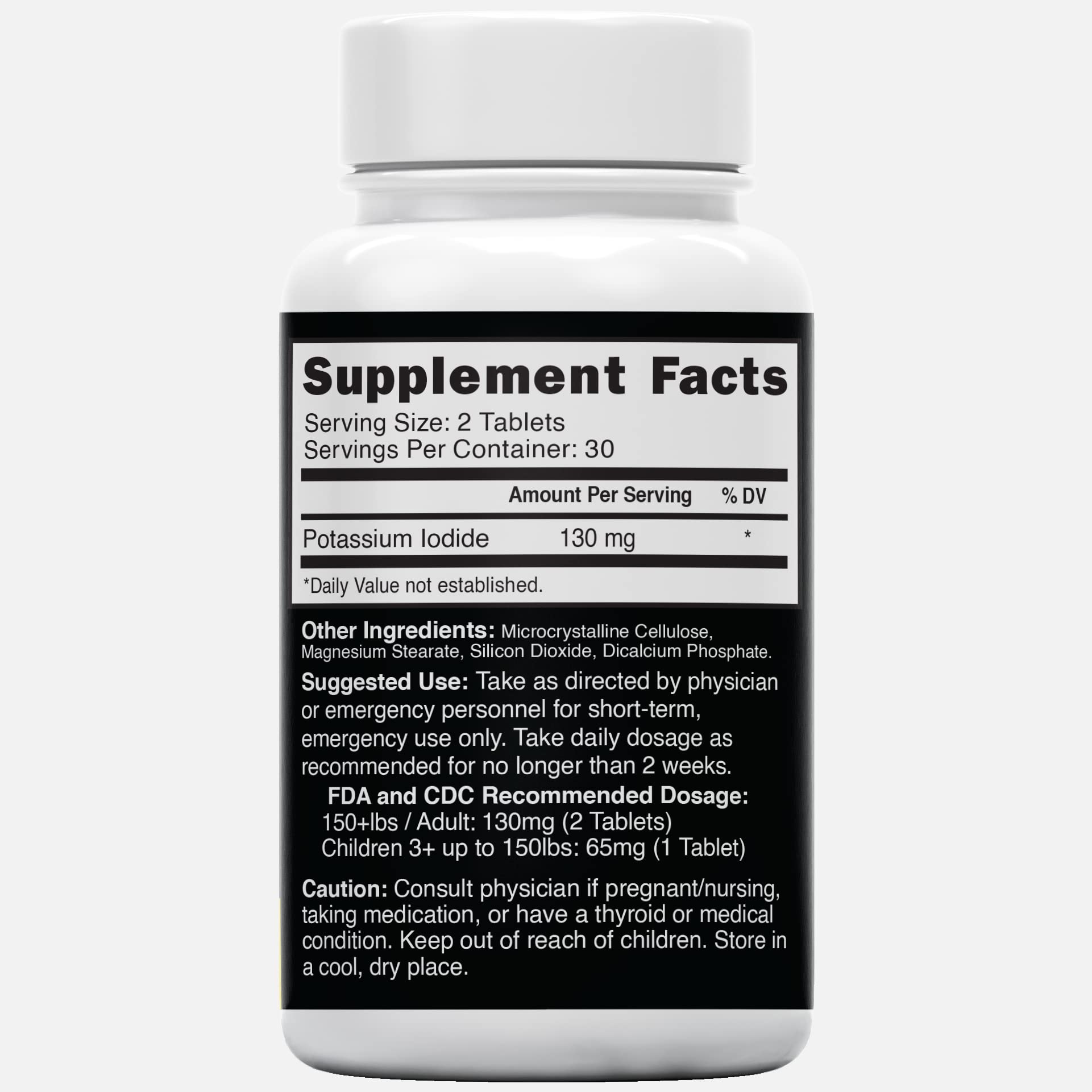 Potassium Iodide Tablets 130 mg – Pack of 2 (240 Tablets) | 10-Year Shelf Life
