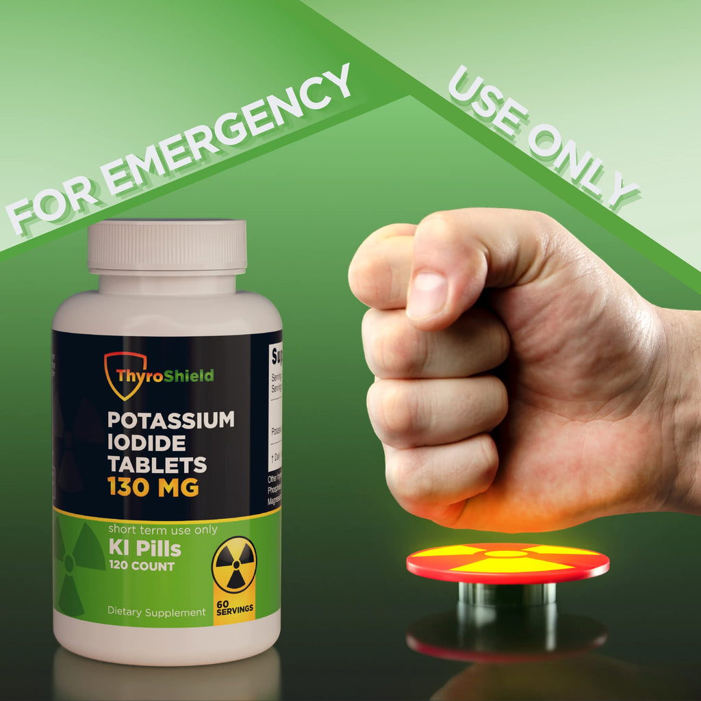 Potassium Iodide Tablets 130 mg | 120ct Iodine Tablets for Radiation Exposure - Potassium Iodine Pills - YODO Naciente - KI Pills - Made in USA - ThyroShield