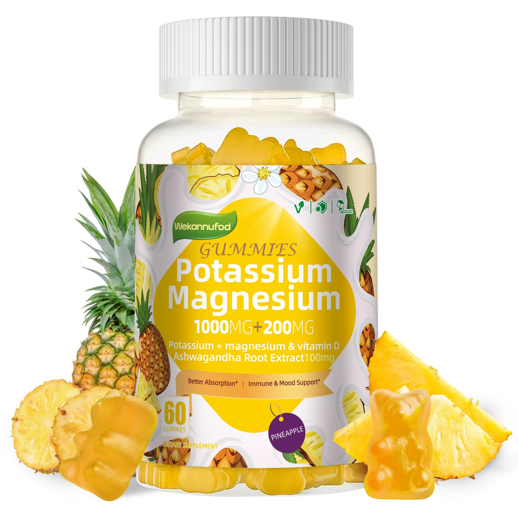 Potassium Magnesium Gummies – Magnesium Glycinate, D3, B6 (60 Gummies)