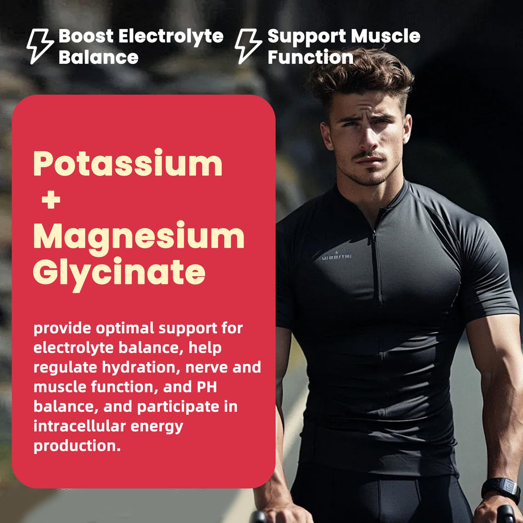 Potassium Magnesium Gummies with Magnesium Glycinate, B6, D3 - 120 Strawberry Gummies