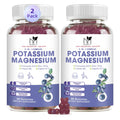 2 Pack Potassium Magnesium Gummies - Sugar-Free Magnesium Glycinate & Potassium Gummies with Calcium, Zinc, Vitamin D3, B6 & B12 for Leg Cramps & Muscle Support