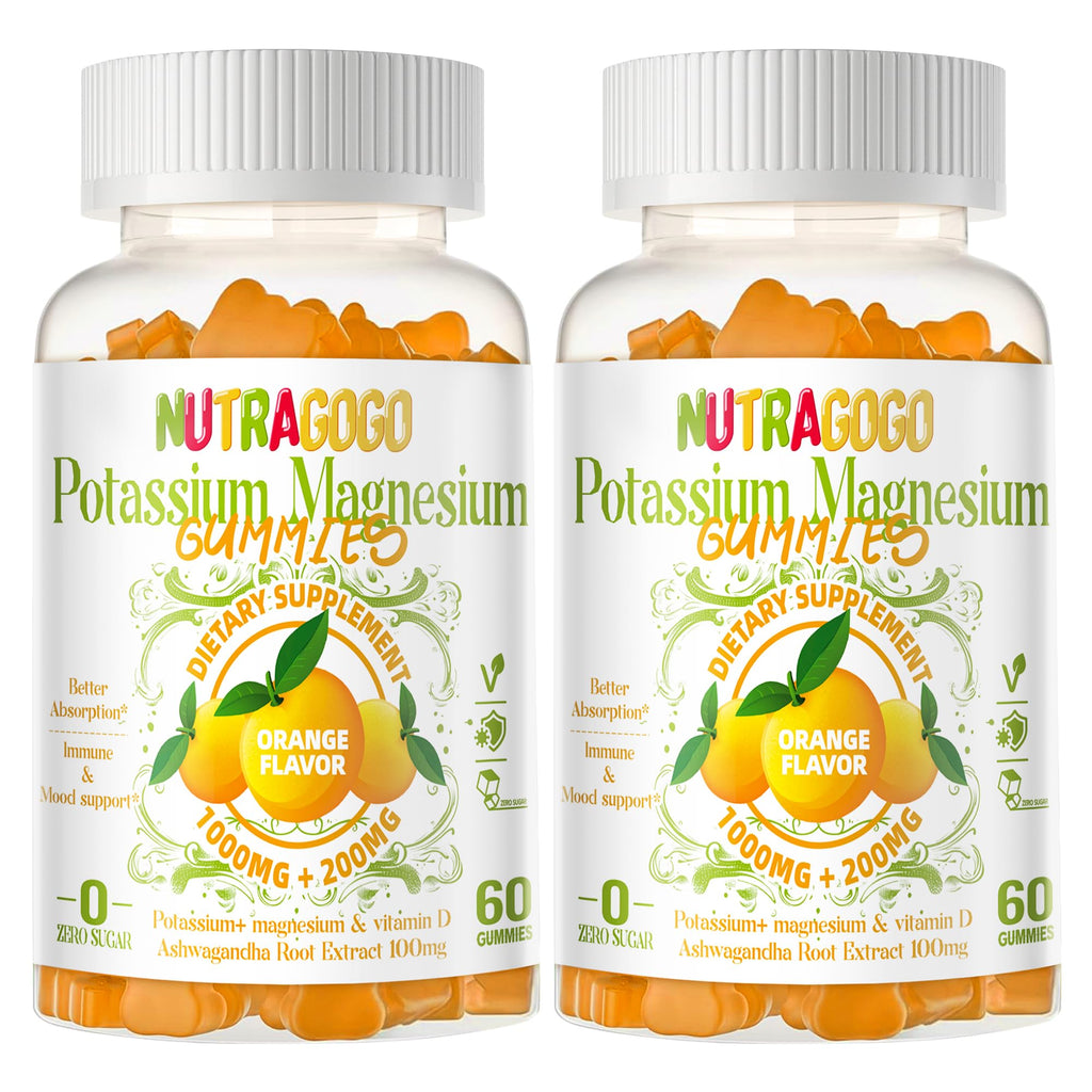 Potassium Magnesium Gummies with Ashwagandha – Sugar-Free, 120 Gummies | Magnesium Glycinate, D3, B6