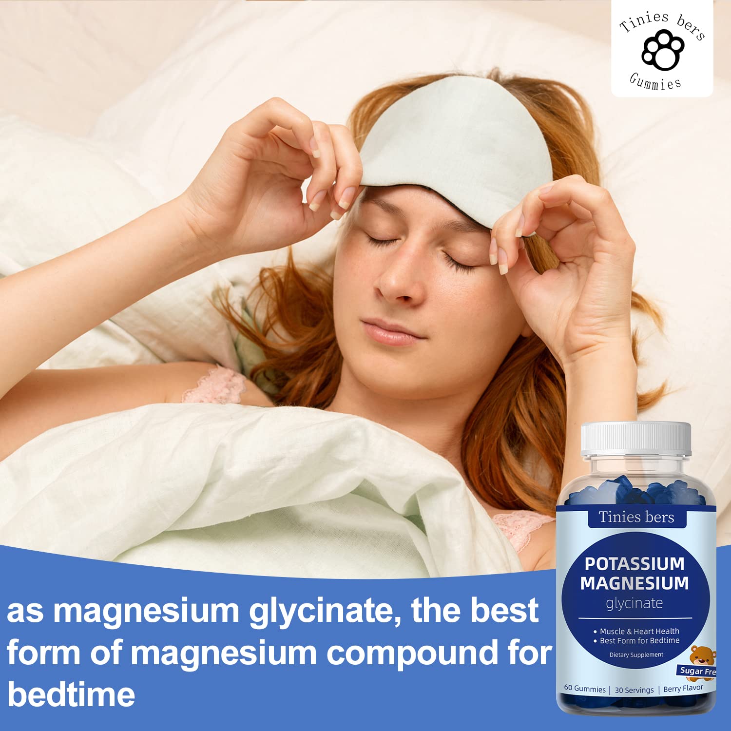 Potassium Magnesium Gummies – Sugar Free, Vegan, Non-GMO | Berry Flavor | 30 Servings