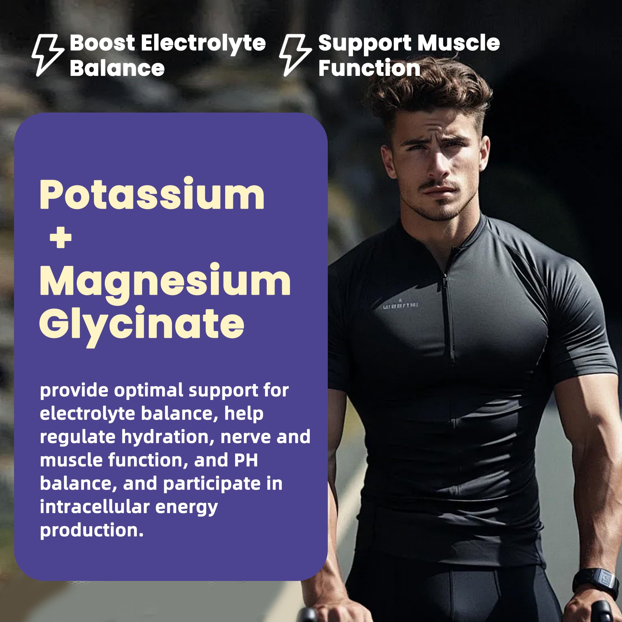 Potassium Magnesium Gummies - High Absorption Magnesium Glycinate, B6, D3, Potassium Citrate (Sugar-Free) Blueberry 60 Gummies