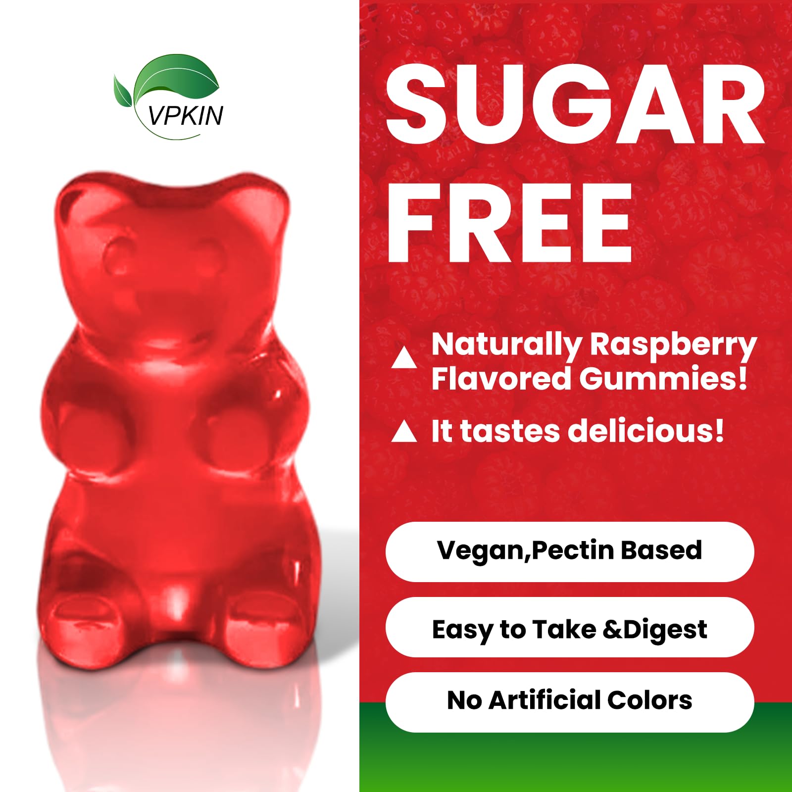 Potassium Magnesium Gummies Sugar Free | High Absorption for Adults & Kids (Raspberry, 60 Count)