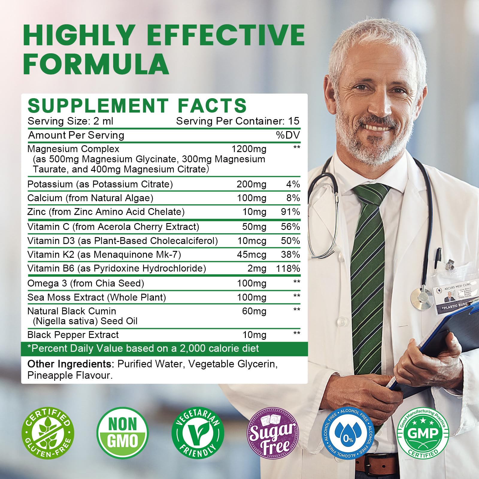 (2 Pack) Potassium Magnesium Supplement – Immune Health & Muscle Support | High Absorption, Pineapple Flavor, 1 Oz