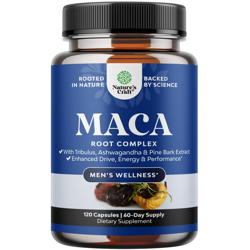 Potent Black Maca Root Capsules for Men - Herbal Wellness (60 Servings)