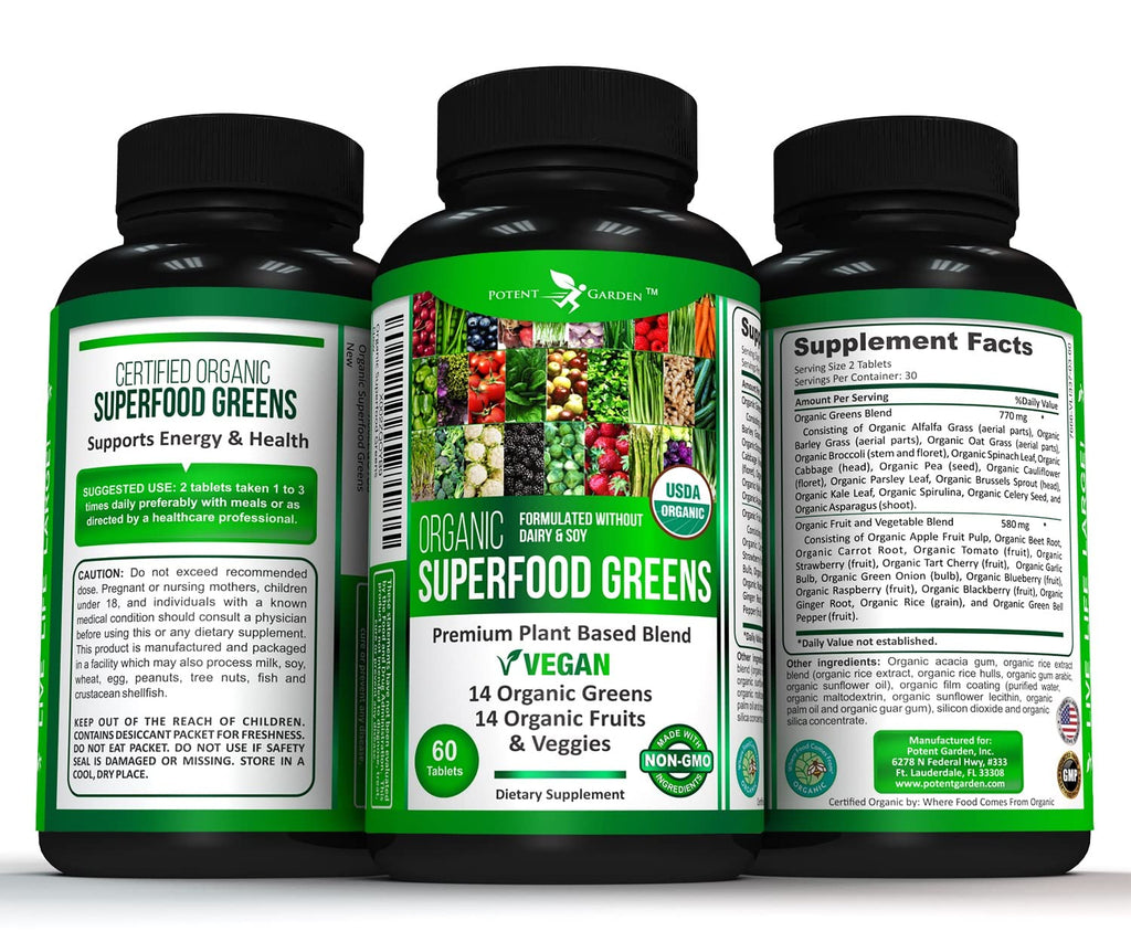 Potent Garden Organic Superfood Greens 2-Pack – 120 Ct
