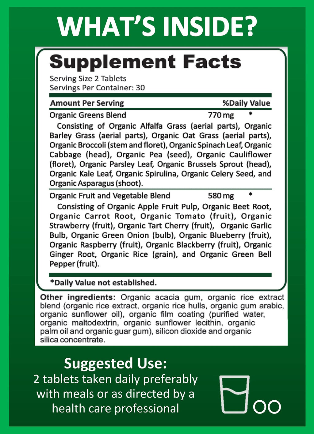 Potent Garden Organic Superfood Greens – Fruit & Veggies Tablets (60 Count) | Boost Energy, Immunity & Gut Health