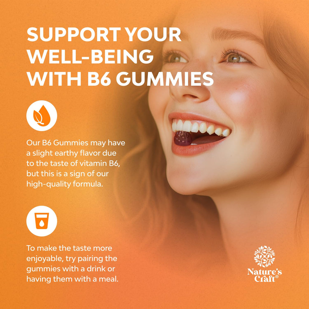Potent Vitamin B6 Gummies for Adults – Vegan B6 (Pyridoxine) for Mood, Energy & Nervous System Support