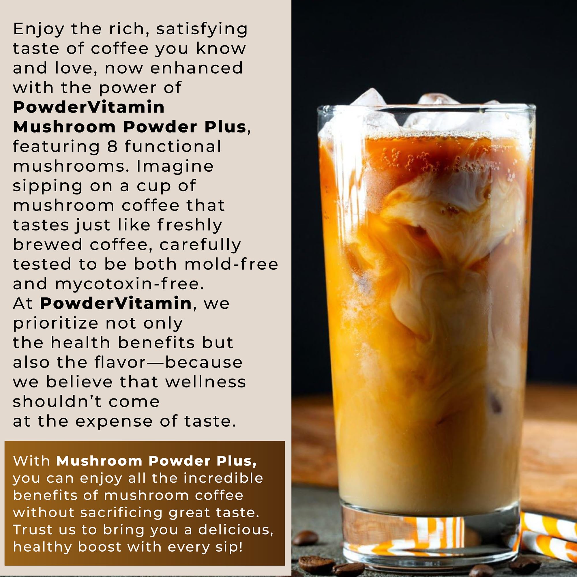 PowderVitamin Organic Mushroom Coffee with Grass-Fed Collagen Energy